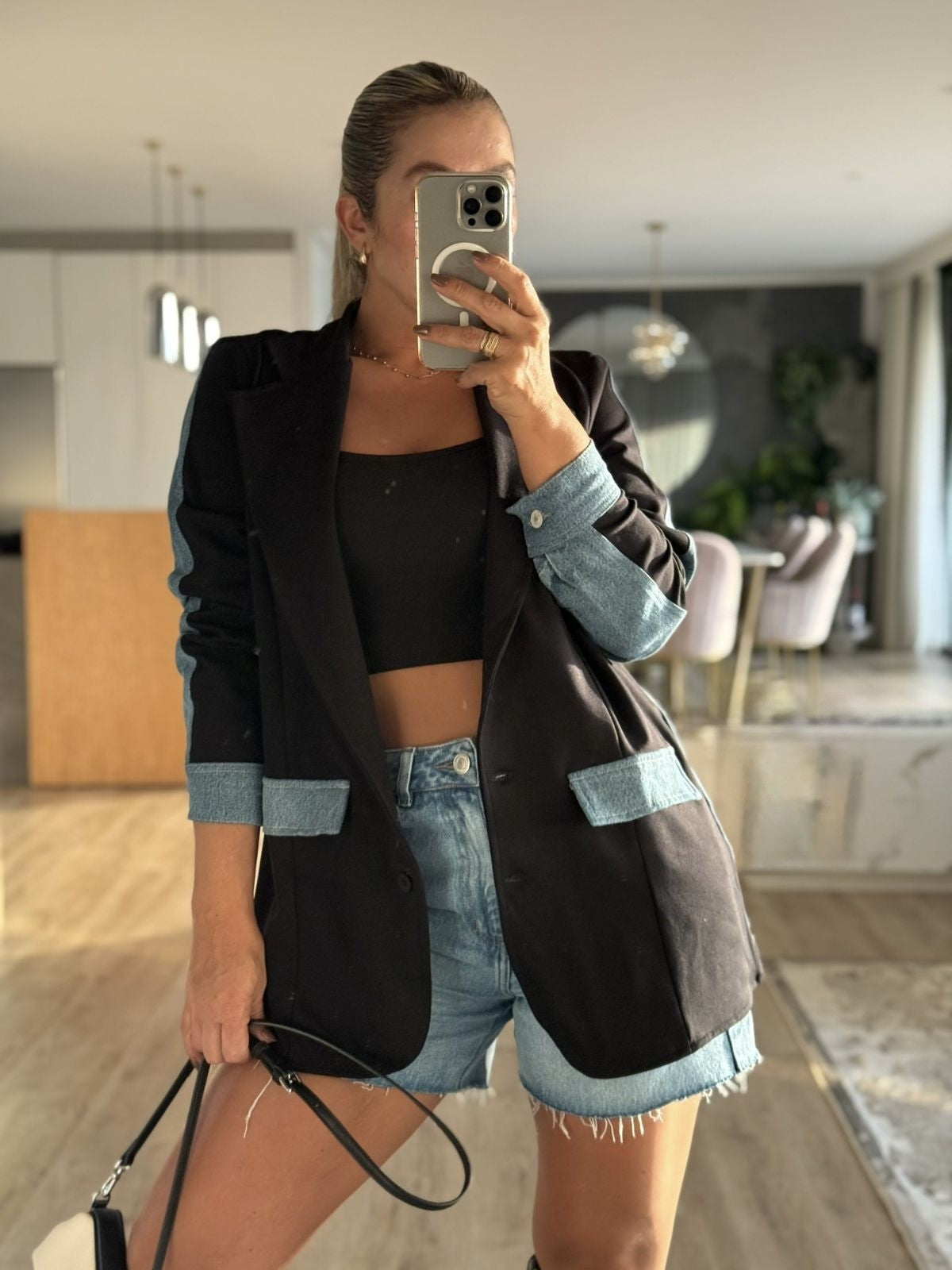 Blazer Denim Dos Tonos