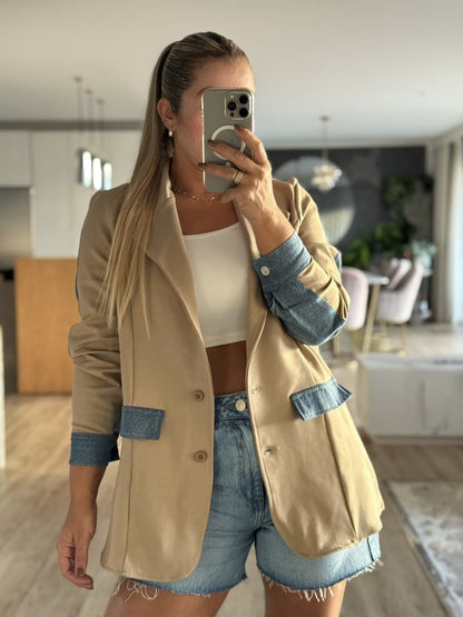 Blazer Denim Dos Tonos